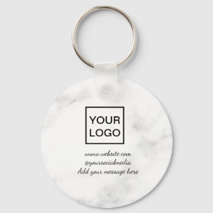 Llavero Su logotipo aquí blanco simple MÁRMOL DE PINTURA