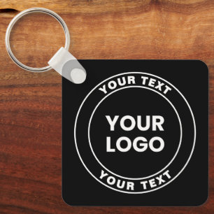 Llavero Su logotipo cargado + texto circular en negrita 