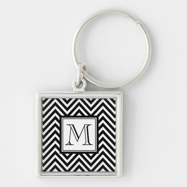 LLAVERO SU MONOGRAMA, CHEVRON NEGRO (Frente)