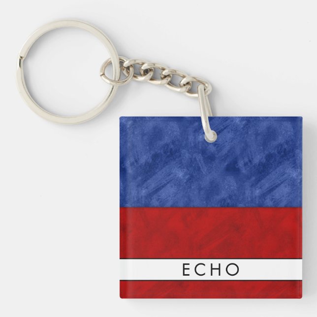 Llavero Su nombre + bandera de señal náutica E Echo (Frente)