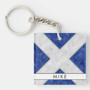 Llavero Su nombre + Bandera de Señal Náutica M Mike