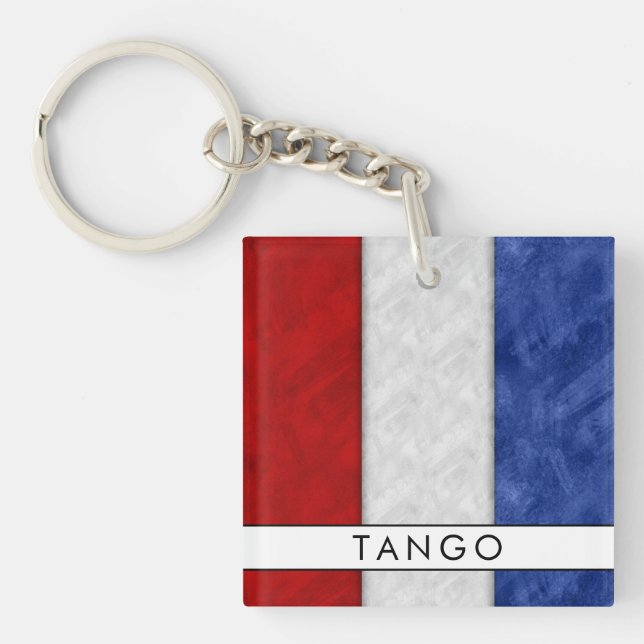 Llavero Su Nombre + Bandera De Señal Náutica T Tango (Frente)