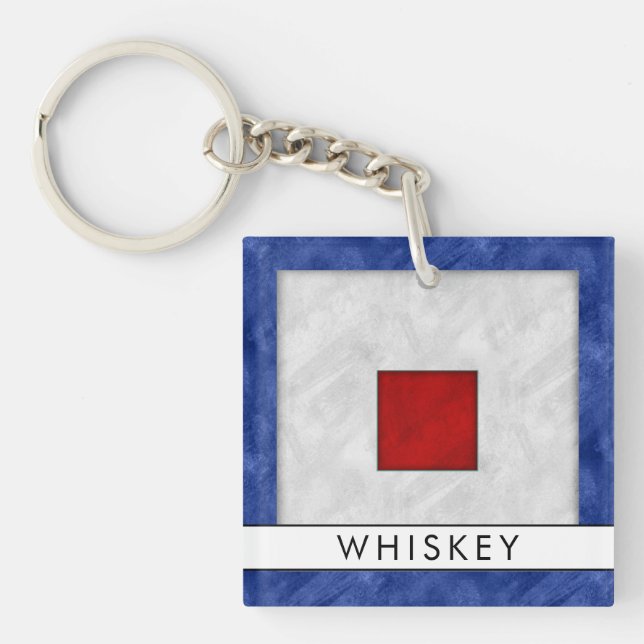 Llavero Su nombre + bandera de señal náutica W Whiskey (Frente)