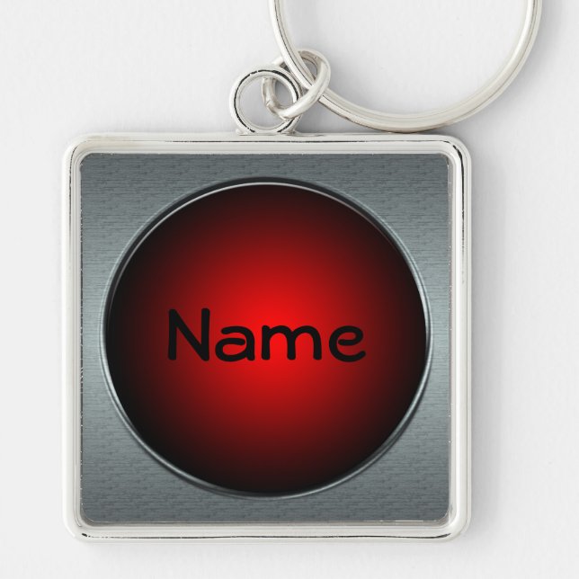 Llavero Su nombre Big Red Button Keychain (Frente)
