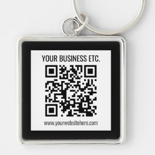 Llavero Su nombre comercial y código QR editable
