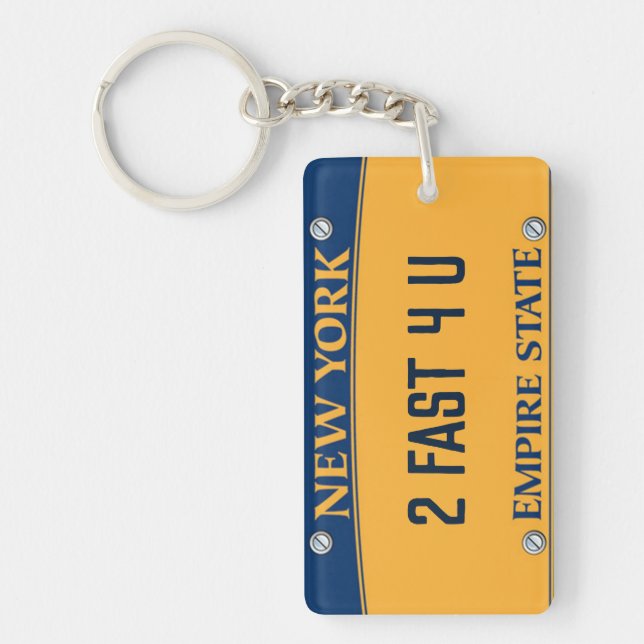 Llavero Su número de coche. Nueva York. Editable (Frente)