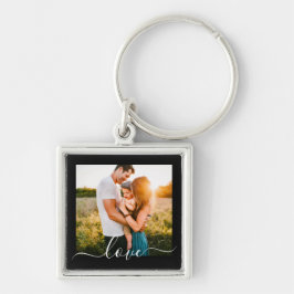 Llavero Su plantilla de fotos Cursiva Amor Keychain Metali