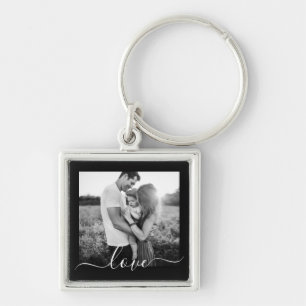 Llavero Su plantilla de fotos Cursiva Amor Keychain Metali