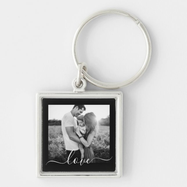 Llavero Su plantilla de fotos Cursiva Amor Keychain Metali (Frente)