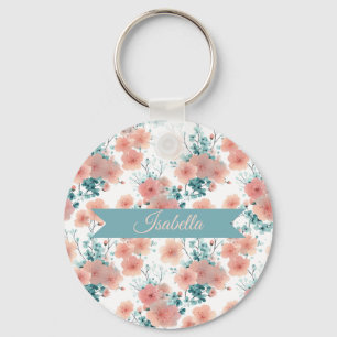 Llavero Suave Rosa Floral Personalizada de Primavera Vinta