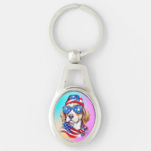 Llavero Sublimación de perro del 4 de julio-66361