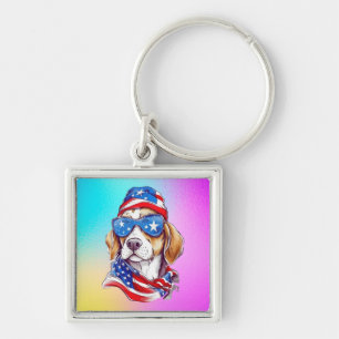 Llavero Sublimación de perro del 4 de julio-66361