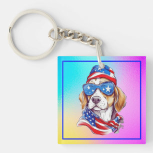 Llavero Sublimación de perro del 4 de julio-66361