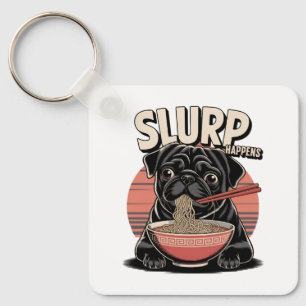 Llavero Sucede un agujereado gracioso de Pug que come Rame