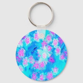 Llavero Suculento sedum subacuático azul y rosa caliente