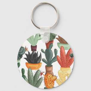 Llavero Suculentos, cactús: lindo patrón floral.