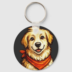 Llavero Sudadera con perro dorado feliz dibujado a mano