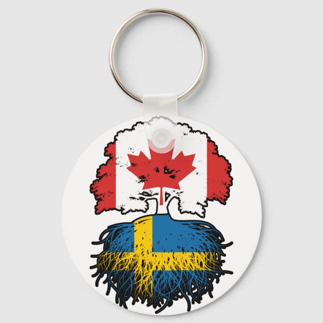Llavero Suecia Bandera sueca canadiense de raíces de árbol (Anverso)