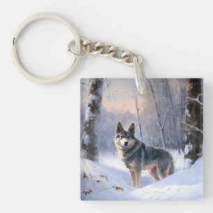 Llavero Sueco Vallhund deja que nieve Navidades