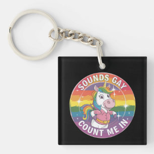 Llavero Suena Gay Cuenta Conmigo Arcoíris Unicornio LGBTQ