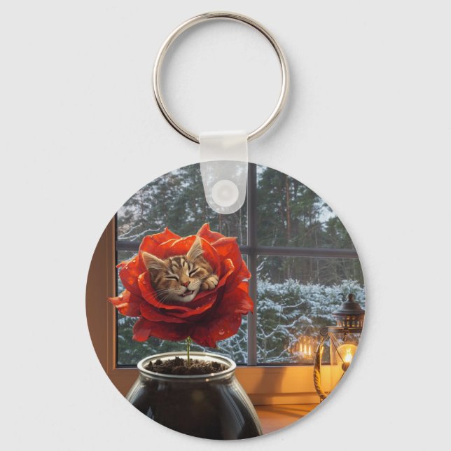 Llavero Sueño de gato rosa (Anverso)