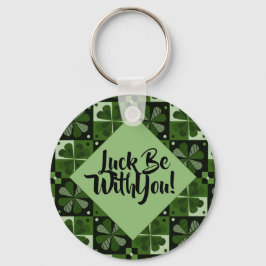 Llavero Suerte Estar Con Ti Shamrock Checkerboard Pattern