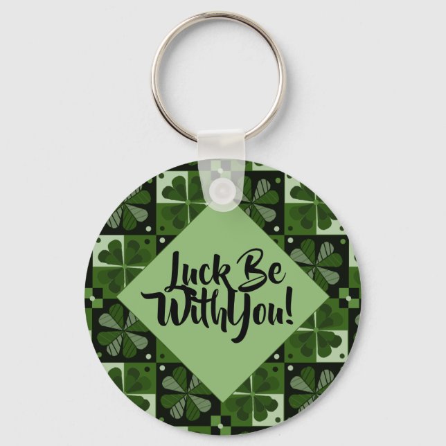 Llavero Suerte Estar Con Ti Shamrock Checkerboard Pattern (Anverso)