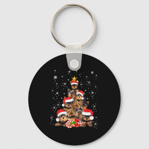 Llavero Suéter de Navidad de árbol de perros Yorkie Xmas m