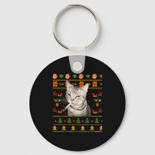 Llavero Suéteres Feos de Navidad Divertidos Gatos Fumando