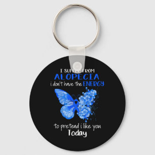 Llavero Sufro De Alopecia Sensibilización Mariposa Azul