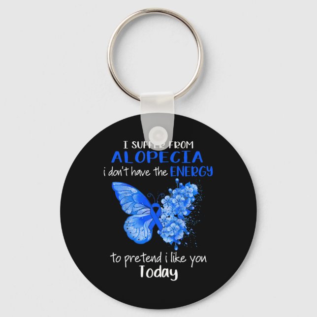 Llavero Sufro De Alopecia Sensibilización Mariposa Azul (Anverso)