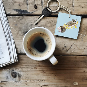 Llavero Sugar Glider Cute Floral