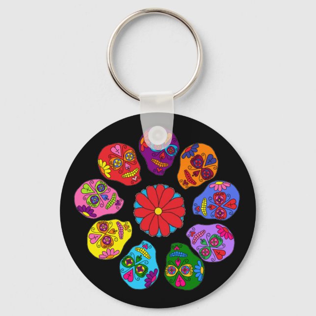Llavero Sugar Skull Flower (Anverso)