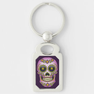 Llavero Sugar Skull Purple Floral