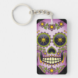 Llavero Sugar Skull Purple Floral