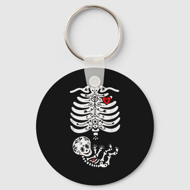 Llavero Sugar Skull Skeleton Halloween Pregnancy Annouceme (Anverso)