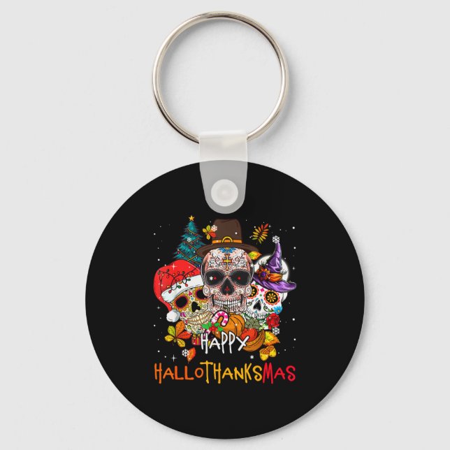 Llavero Sugar-skull Skeleton Halloween Xmas Happy Hallotha (Anverso)