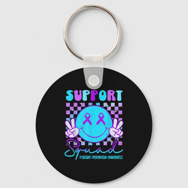 Llavero Suicide Awareness Teal &amp; Purple Ribbon Suprt G (Anverso)