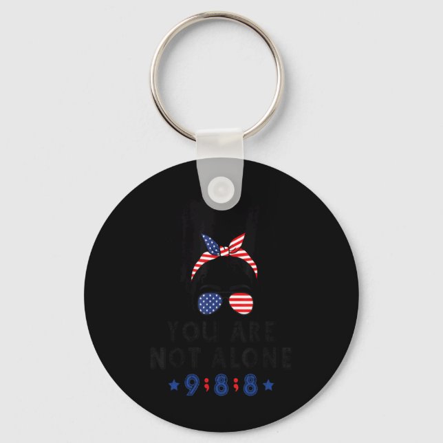 Llavero Suicide Prevention 988 Comma Messy Bun With Usa Fl (Anverso)