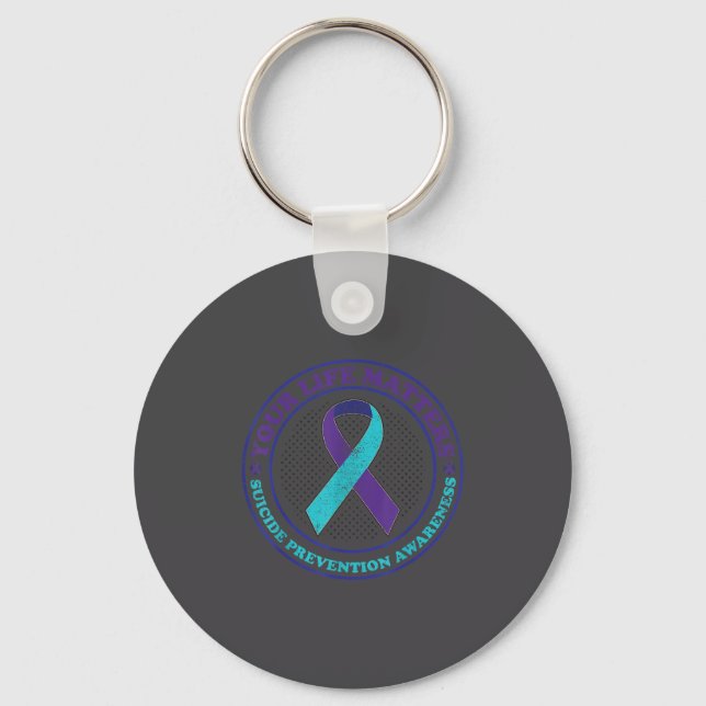Llavero Suicide Prevention Awareness Teal &amp; Purple Rib (Anverso)