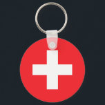 Llavero Suiza<br><div class="desc">Cadena de teclas redonda de Personalizado de bandera de Suiza</div>