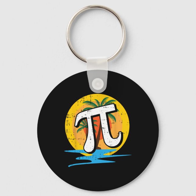 Llavero Summer Pi Day Retro Beach Símbolos de matemáticas  (Anverso)