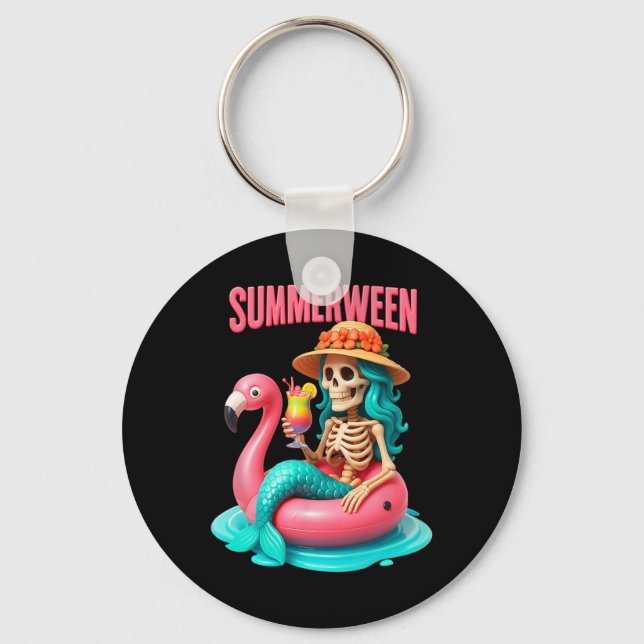 Llavero Summer-ween Mermaid Skeleton Flamingo Halloween Be (Anverso)