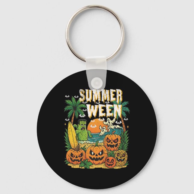 Llavero Summerween Beach Pumpkins Fantasma Surf Halloween  (Anverso)
