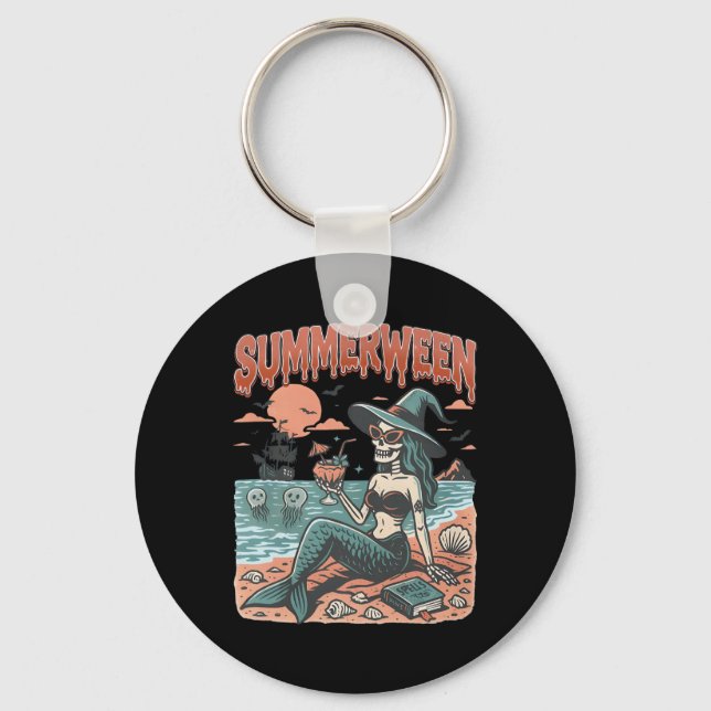 Llavero Summerween Mermaid Skeleton Beach Flamingo Hallowe (Anverso)