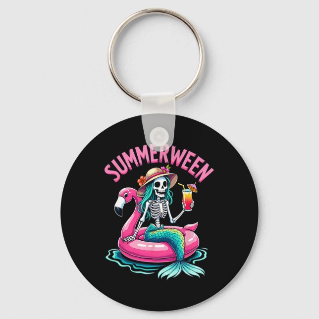 Llavero Summerween Mermaid Skeleton Beach Flamingo Hallowe (Anverso)