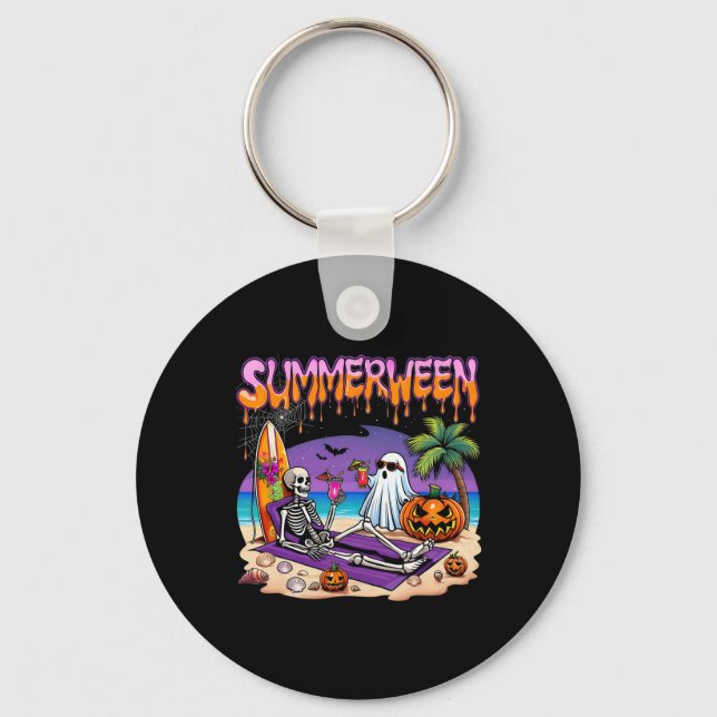 Llavero Summerween Skeleton Ghost Beach Funny Spooky Hallo (Anverso)