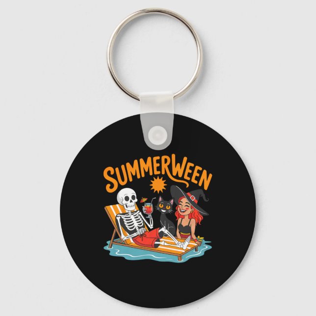 Llavero Summerween Skeleton Witch Funny Summer Halloween (Anverso)