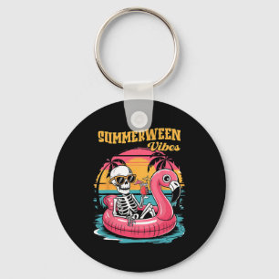 Llavero Summerween Vibes Skeleton Flamingo Spooky Hallowee