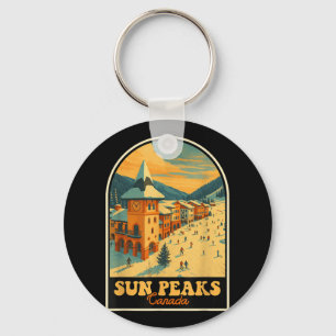 Llavero Sun Peaks Canada Vintage Design Retro Ski Village